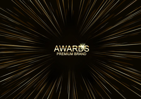 Gold lights rays scene background awardsのイラスト素材
