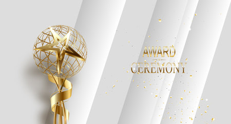Realistic Golden Star Trophy Award in Vectorのイラスト素材