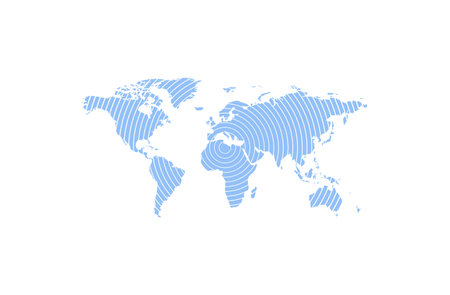 Blue and white Asia and Oceania centered world map. Flat vector illustrationのイラスト素材