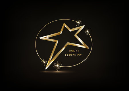 Awards nomination name podium, golden prize event, scene star ceremony. Vectorのイラスト素材