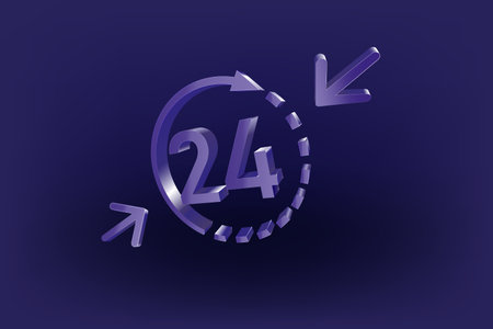 24 hours glass arrow icon. Delivery all day business and service. isolated on transparent background. 3D vector illustration.のイラスト素材