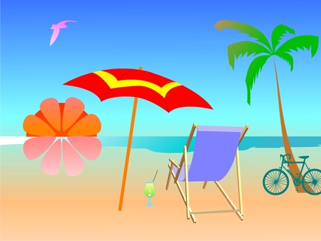Summer beach scene illustrationのイラスト素材