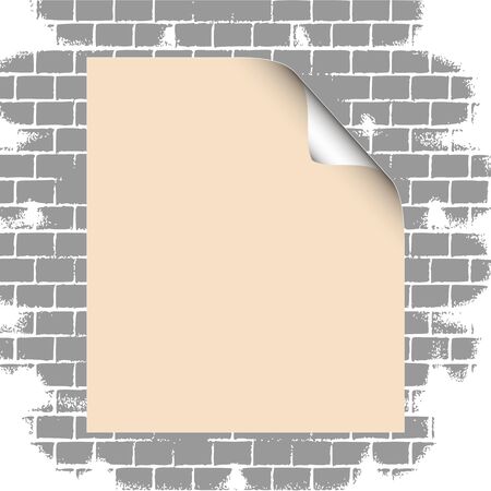 Blank paper on grunge brick wall illustrationのイラスト素材