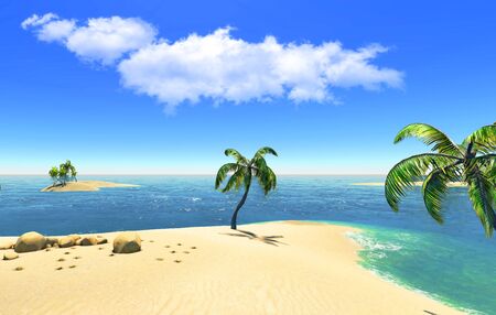 Beach, island and palmsの写真素材