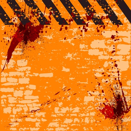 grungy warning background with hazard stripes and space for text - vectorのイラスト素材