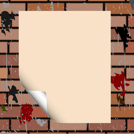 Blank paper on grunge brick wall - vectorのイラスト素材
