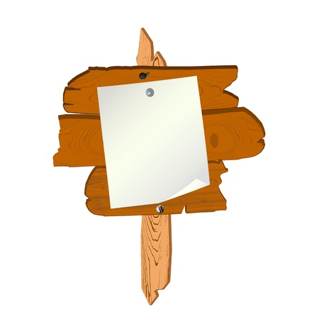 old wooden billboard and blank paper - vectorのイラスト素材