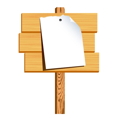 wooden billboard and blank paper - vectorのイラスト素材