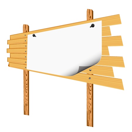wooden billboard and blank paper - vectorのイラスト素材