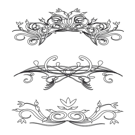 Vintage floral decorations isolated on white for design - vectorのイラスト素材