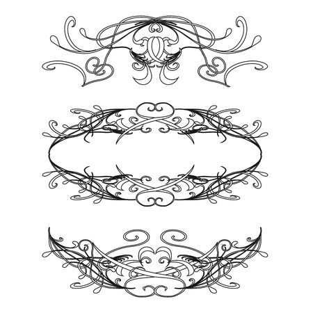 Vintage floral decorations isolated on white for design - vectorのイラスト素材