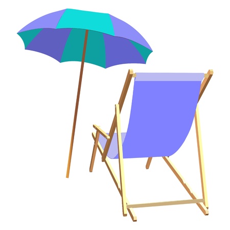 chaise lounge and umbrella beach inventory - vectorのイラスト素材
