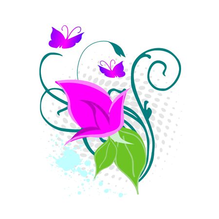 grunge swirl floral design - vectorのイラスト素材