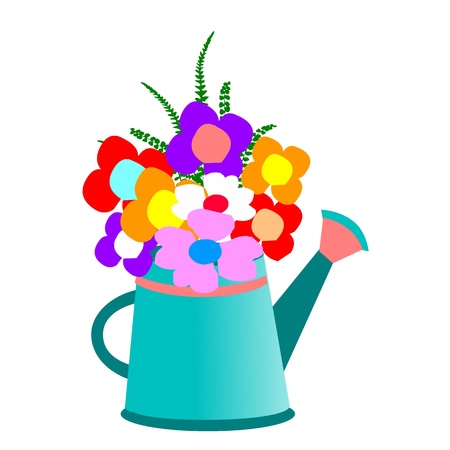 garden watering and flowers - vectorのイラスト素材