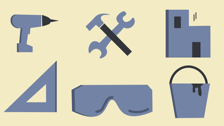 construction vector icon set with flat designのイラスト素材