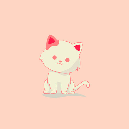 Cute cat character with ball cartoon illustration vector.のイラスト素材