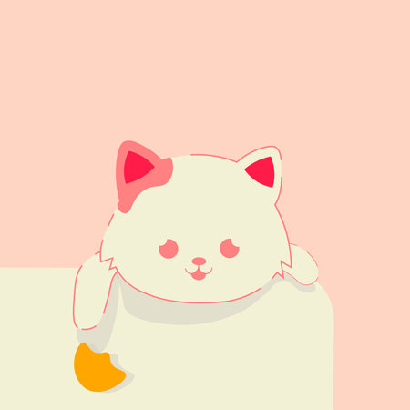 Cute cat character with ball cartoon illustration vector.のイラスト素材