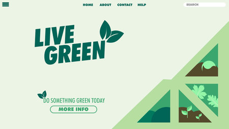 Live Green Landing Page, live green banner design. environment design banner, go green designのイラスト素材