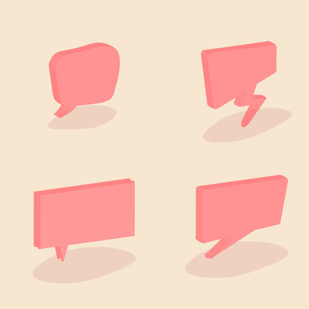 Set of four 3D bubble chat, isolated on cream background. 3D Chat set. bubble chat vector.のイラスト素材