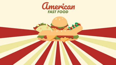 special menu banner design landing page american fast foodのイラスト素材