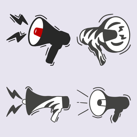 hand drawing megaphone design element collectionのイラスト素材