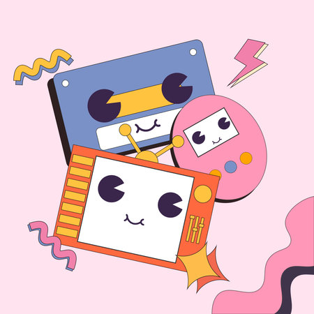 retro design banner, poster, or landing page for web, social media or backgroundのイラスト素材