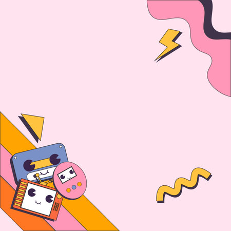 social media post design copy space 90s styleのイラスト素材