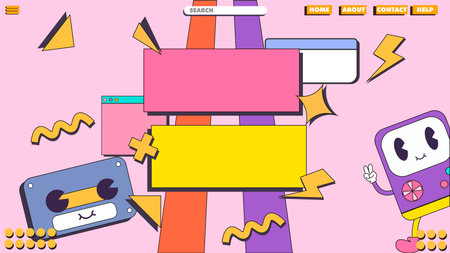 90s design banner, poster or landing page