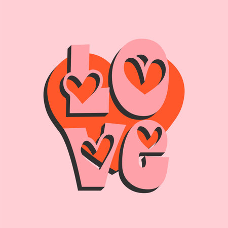 vector love design vintage colour style 90sのイラスト素材