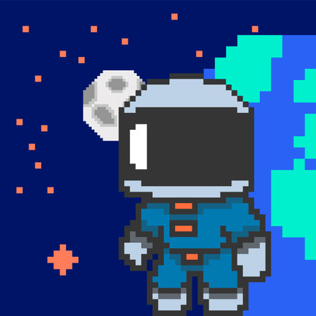 astronout pixel art design vectorのイラスト素材