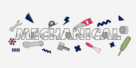 mechanical design social media header elementのイラスト素材