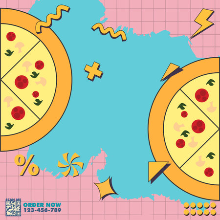 SOCIAL MEDIA POSTER AND BANNER PIZZA TIMEのイラスト素材