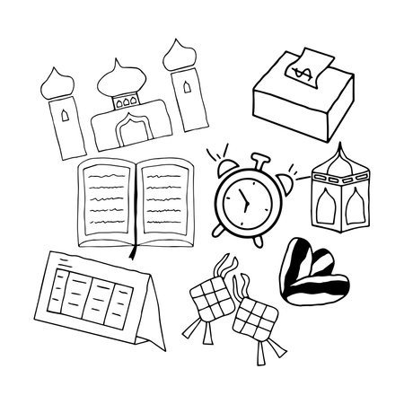 ramadhan element cute flat designのイラスト素材