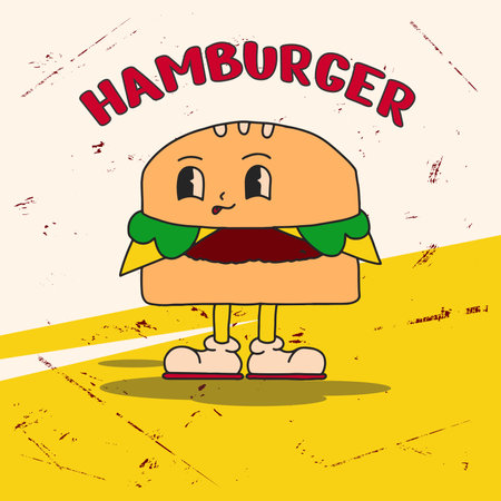FAST FOOD RETRO CUTE CHARACTER MASCOTのイラスト素材