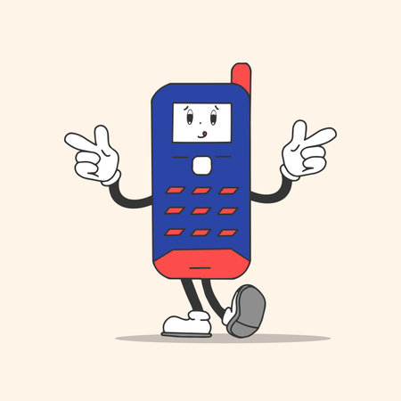 RETRO TECH CHARACTER MASCOT HAND DRAWING STYLEのイラスト素材
