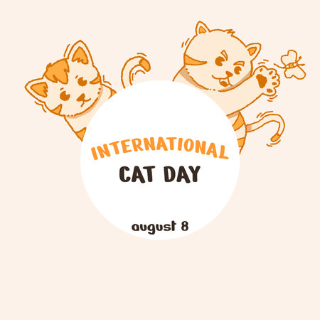 international cat day simple designのイラスト素材