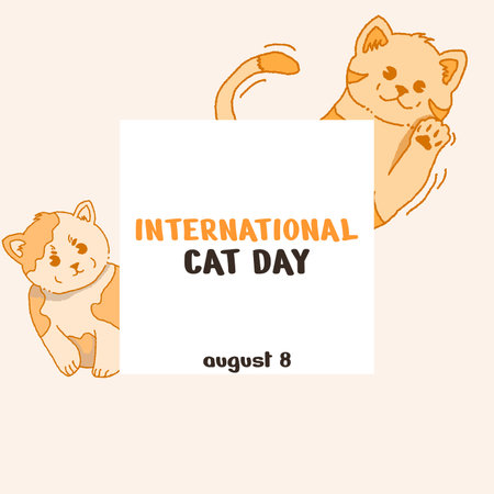 international cat day simple designのイラスト素材