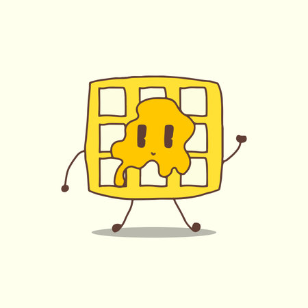 HAND DRAWING CUTE CHARACTER BREAKFAST DESIGN VECTOR ELEMENTのイラスト素材