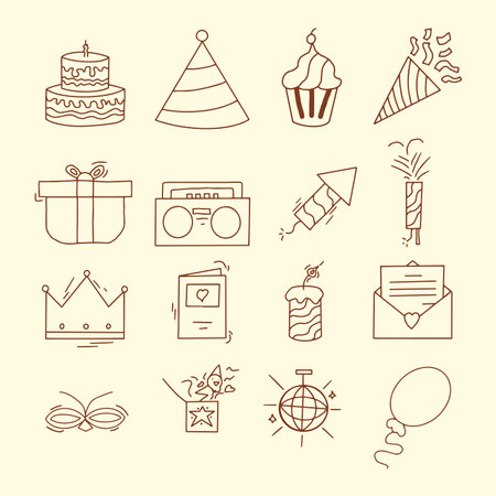 birthday party design vector elementのイラスト素材