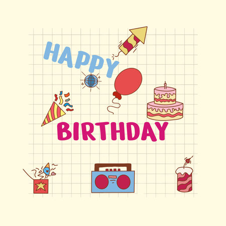 birthday party design vector elementのイラスト素材