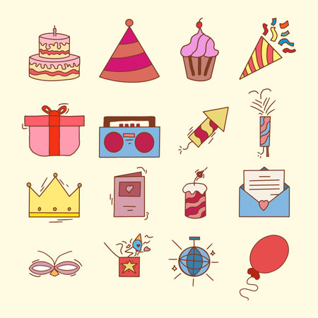 birthday party design vector elementのイラスト素材