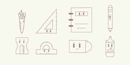 back to school cute character hand drawing icon elementのイラスト素材