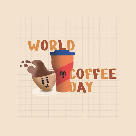 WORLD COFFEE DAY DESIGN VECTORのイラスト素材