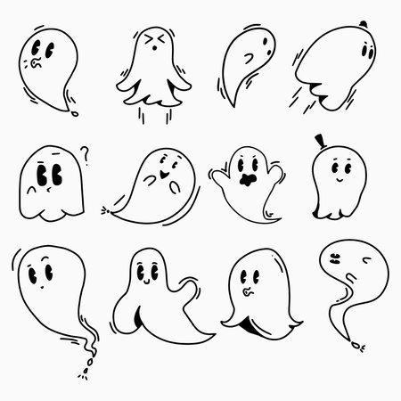 halloween octobert ghost cute elementのイラスト素材
