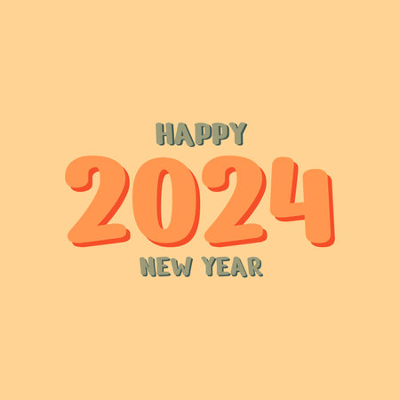 happy new year 2024 vector design logoのイラスト素材