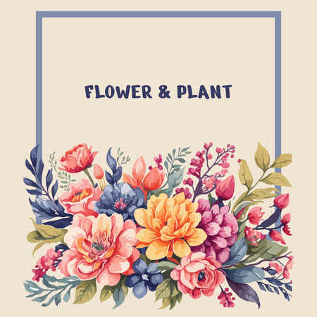 flower frame design oil painting vectorのイラスト素材