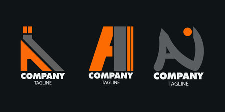 Simple logo of AI intial vectorのイラスト素材