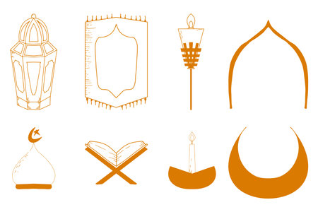 RAMADAN KAREM SIMPLE DESIGN ELEMENTのイラスト素材