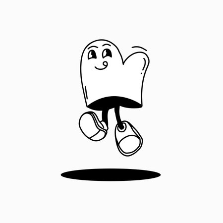 retro character kitchen black and whiteのイラスト素材