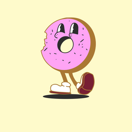 bread mascot retro character hand drawingのイラスト素材